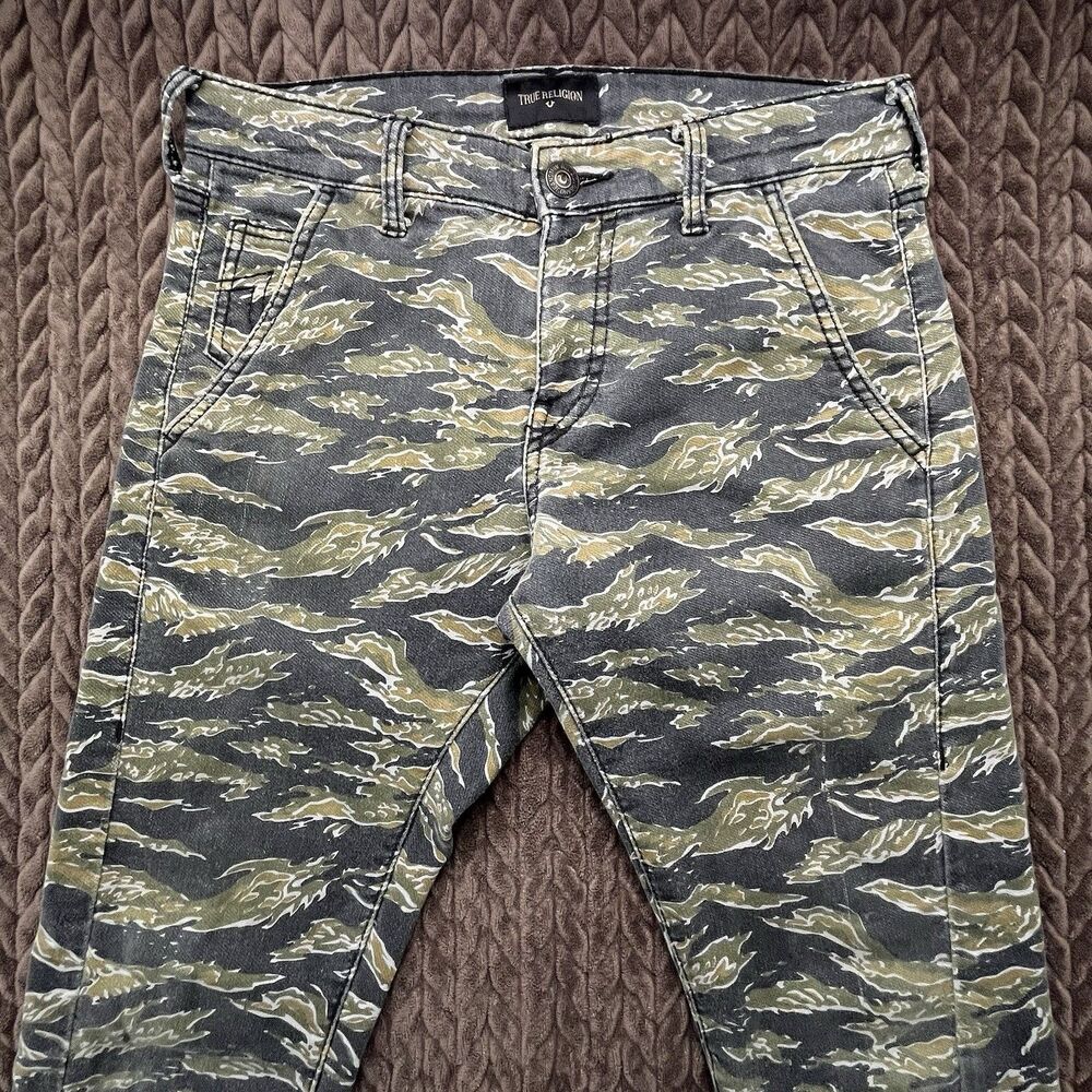 True Religion Jogger Pants Men 30x30 Tiger Stripe Camo Runner Sweatpants Comfort
